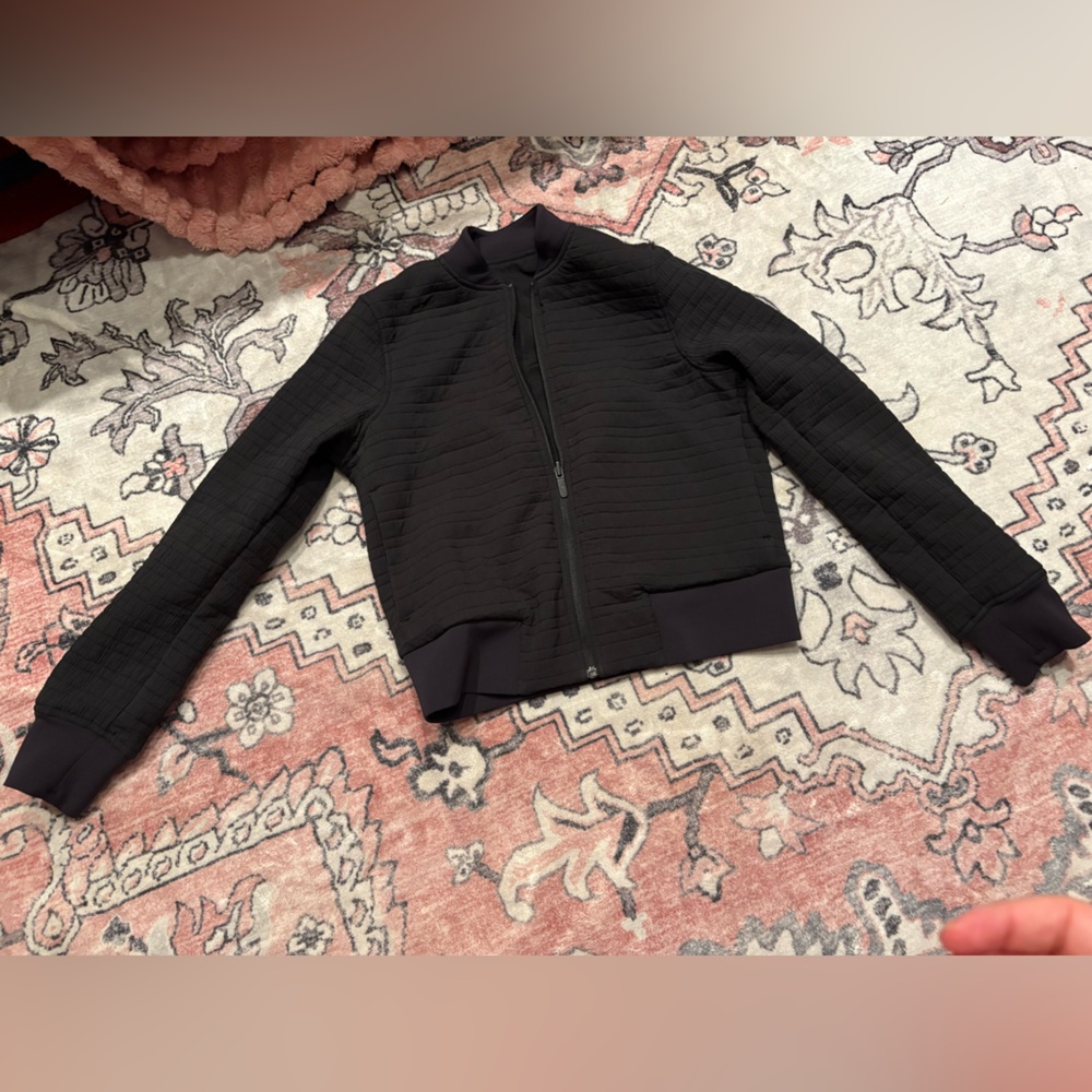 Lululemon Black Textured Bomber Jacket, fully reversible, approx. XS